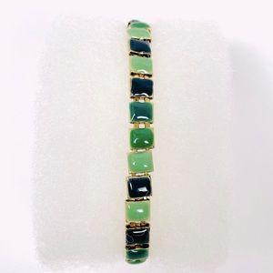 Gold Tone Green & Navy Bracelet
